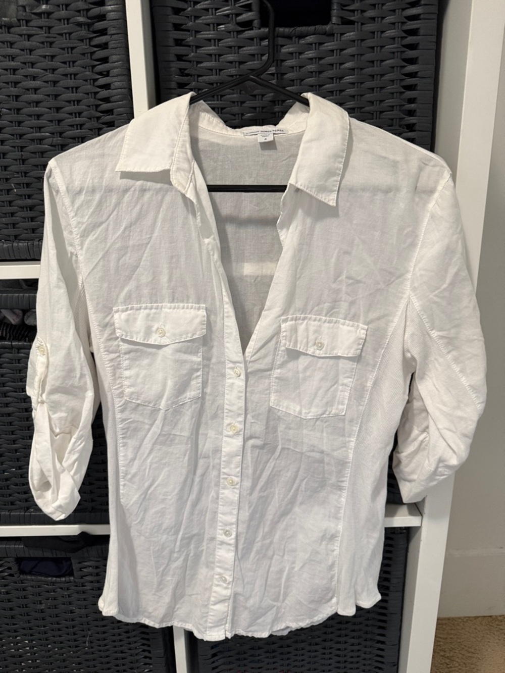 James Perse White Casual Button-Down Shirt